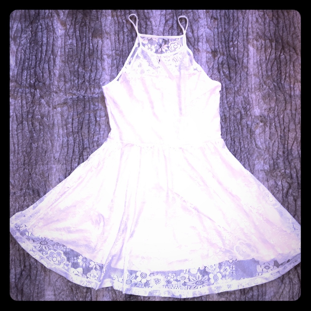 NWT White ASOS floral lace lined summer dress 8